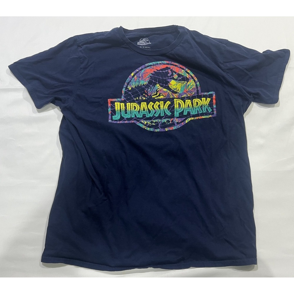 Jurrasic Park Graphic Shirt Mens Large Blue 100% Cotton